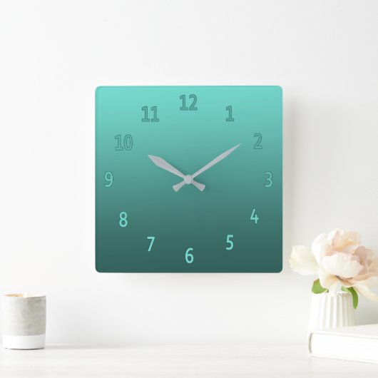 Verloop eenvoudig kleurbaar Blauwgroen Vierkante Klok (Huis)