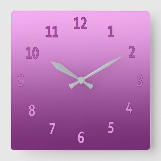 Verloop Eenvoudig kleurig roze Vierkante Klok (Voorkant)