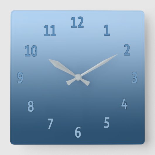 Verloop eenvoudig kleurloos blauw vierkante klok (Voorkant)