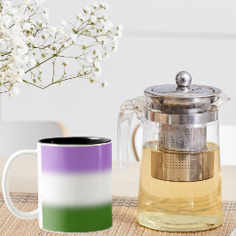 Verloop Genderqueer Pride Vlag – Genderqueer Vlag Tweekleurige Koffiemok