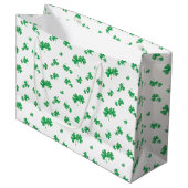 Verloop Groen Iers Klaverpatroon Large Cadeautasje (Voorkant Gekanteld)