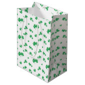 Verloop Groen Iers Klaverpatroon Medium Cadeauzakje (Voorkant Gekanteld)
