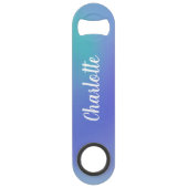 Verloop Kleurverloop Teal Blauwe Waterverf Geperso Speed Flessenopener (Achterkant)