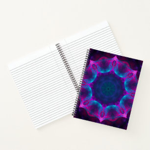 Verloop met blauwe en roze neon Dark Kaleidoscoop Notitieboek