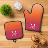 Verloop Monogram Naam Initiaal Gewoon Aangepast Ovenwant & Pannenlap Set (Top down)