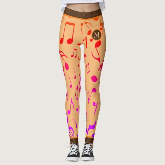 VERLOOP MUZIEKNOTEN PERZIK LEGGINGS (Voorkant)