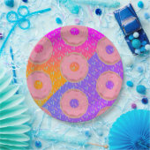 Verloop Neon en Spikkels Donut Feest Papieren Bordje (Feest)