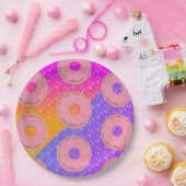 Verloop Neon en Spikkels Donut Feest Papieren Bordje (Feest)