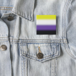 Verloop niet-binaire Pride-vlag – Niet-binaire vla Vierkante Button 5,1 Cm