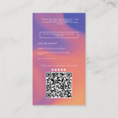 Verloop oranje kleur script QR code dank u Visitekaartje (Achterkant)