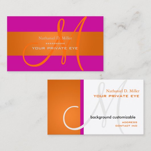 Verloop Oranje Monogram/DIY achtergrondkleur Visitekaartje (Voorkant / Achterkant)