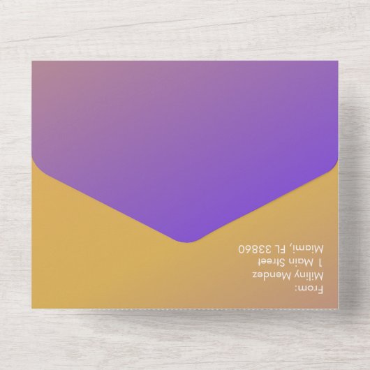 Verloop Paars Geel Trouw  All In One Uitnodiging (Achterkant)