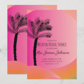 Verloop Palmboom Roze Strand Bruidsmeisjes Uitstap Kaart (Voorkant / Achterkant)