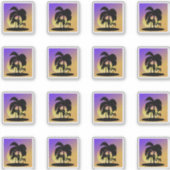 Verloop Palmboom Zonsondergang Vakantie Set Sticker (Voorkant)