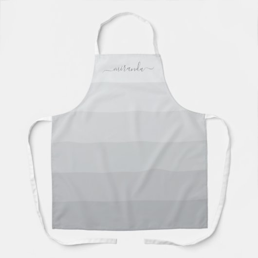 Verloop Pastelgrijze Strepen met Aangepaste Naam Schort (Voorkant)