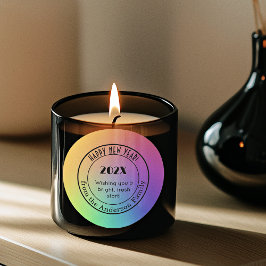 Verloop Regenboog 3-in Happy New Year Ronde Sticke Sticker