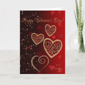 Verloop rood met gouden harten Valentijn Feestdagen Kaart (Voorkant)