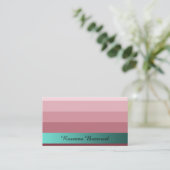 Verloop Roos Rood met Blauwgroen Banner Custom Tex Visitekaartje (Staand voorkant)