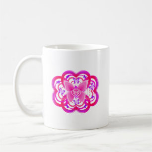 Verloop Roze & Paarse Hartvormig Abstract Patroon Koffiemok
