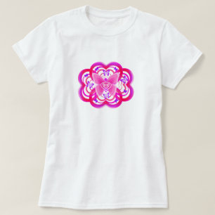 Verloop Roze & Paarse Hartvormig Abstract Patroon T-shirt