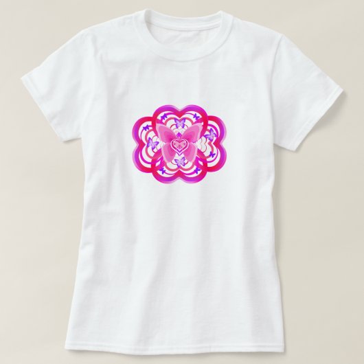 Verloop Roze & Paarse Hartvormig Abstract Patroon T-shirt (Design voorkant)