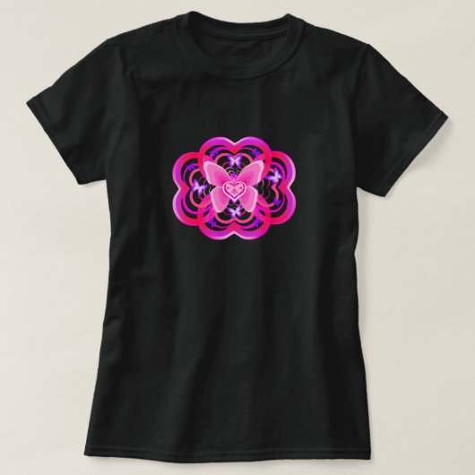Verloop Roze & Paarse Hartvormig Abstract Patroon T-shirt (Design voorkant)