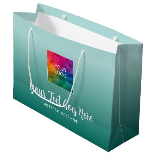 Verloop Teal Blauwe Aangepaste Sjabloon Uw Logo Hi Groot Cadeauzakje (Voorkant Gekanteld)