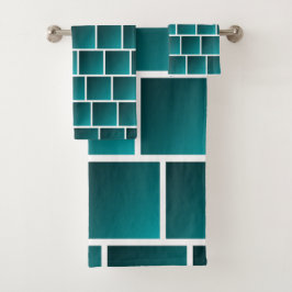 Verloop Teal Vierkanten Bad Handdoek