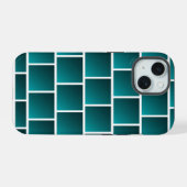 Verloop Teal Vierkanten iPhone 15 Case (Achterkant horizontaal)