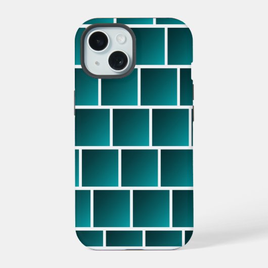 Verloop Teal Vierkanten iPhone 15 Case (Achterkant)
