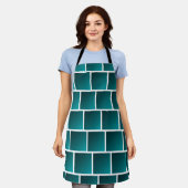 Verloop Teal Vierkanten Schort (Gedragen)