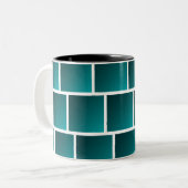 Verloop Teal Vierkanten Tweekleurige Koffiemok (Voorkant links)
