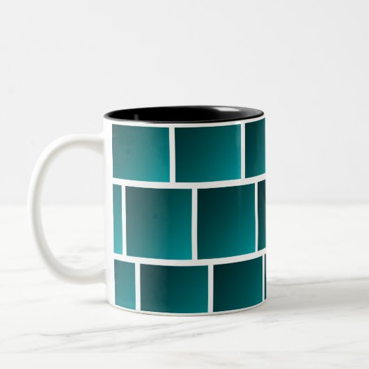 Verloop Teal Vierkanten Tweekleurige Koffiemok (Links)