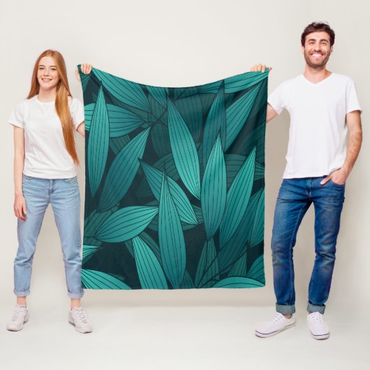 Verloop tropische bladeren fleece deken (In situ)