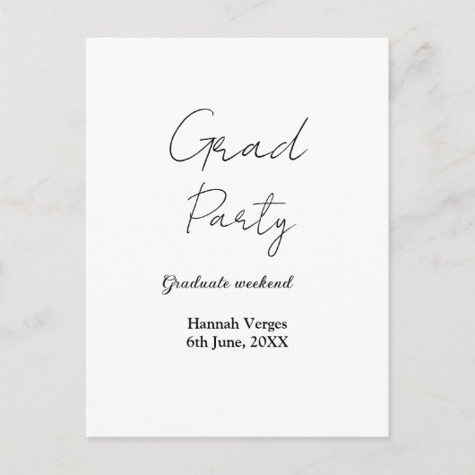VERLOOP VAN AFSTUDEERFEEST NAAM DATUM EENVOUDIG ST BRIEFKAART (Voorkant)
