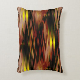 Verloop van bruin naar geel dat een abstract zigza accent kussen