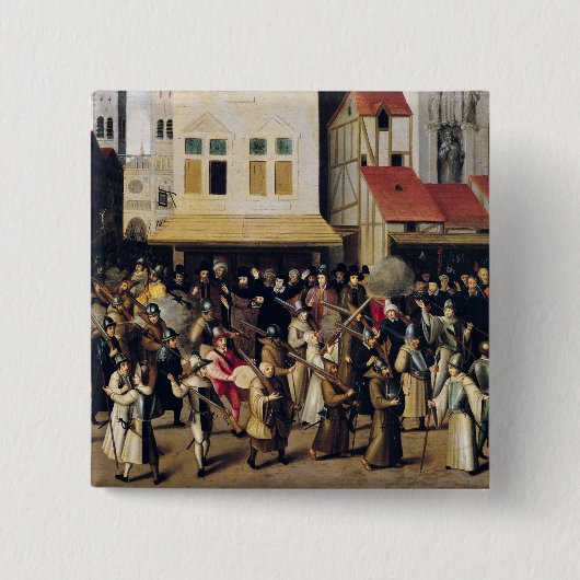 Verloop van de Heilige Liga in 1590 Vierkante Button 5,1 Cm (Voorkant)