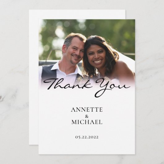 Verloop witte vervagen bruiloft bedankt kaart (Voorkant / Achterkant)