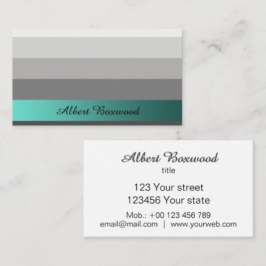Verloop Zilver met Blauwgroen Banner Aangepaste te Visitekaartje (Voorkant / Achterkant)
