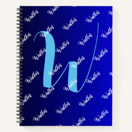 Verloop Zwart Blauw Kleur - Initiaal Naam Monogram Notitieboek
