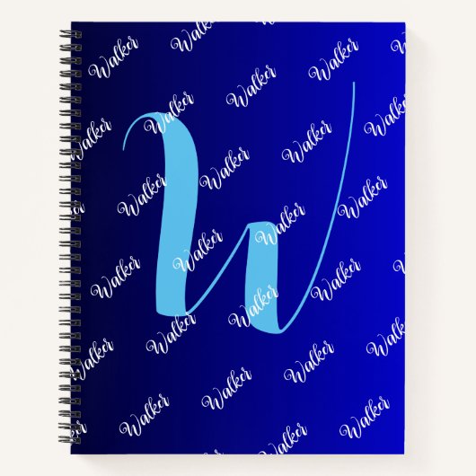 Verloop Zwart Blauw Kleur - Initiaal Naam Monogram Notitieboek (Voorkant)