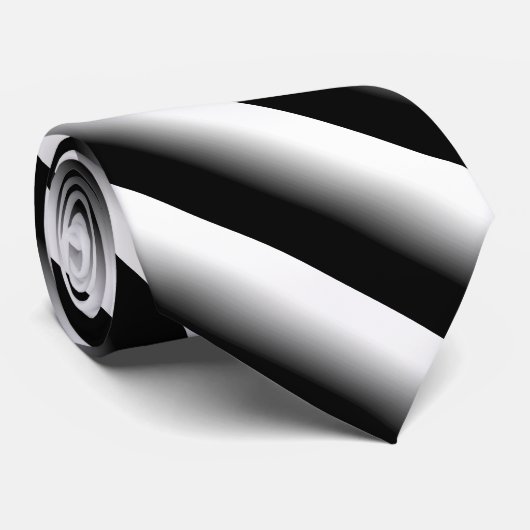 Verloop Zwart Grijs en Wit Strepen Stropdas (Opgerold)