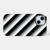 Verloop Zwart Grijs en Witte Strepen iPhone 15 Case (Achterkant horizontaal)