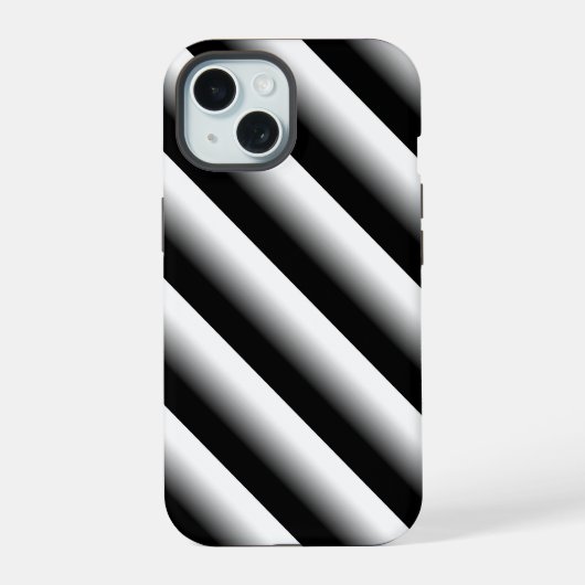 Verloop Zwart Grijs en Witte Strepen iPhone 15 Case (Achterkant)