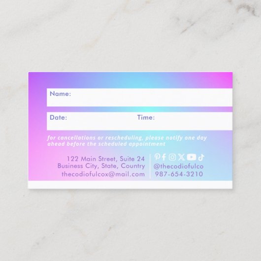 verloopafsprakenkaart klantenkaartje (Achterkant)