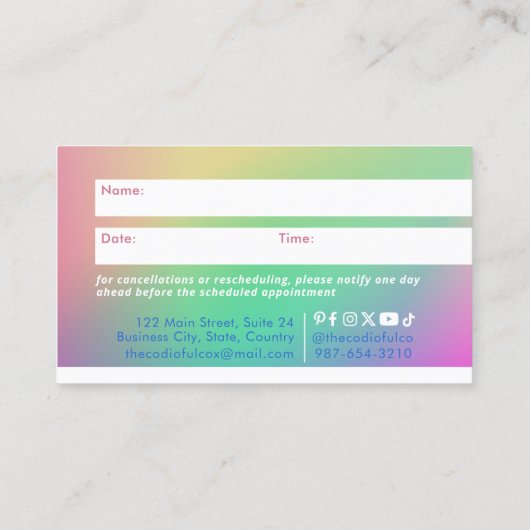 verloopafsprakenkaart klantenkaartje (Achterkant)