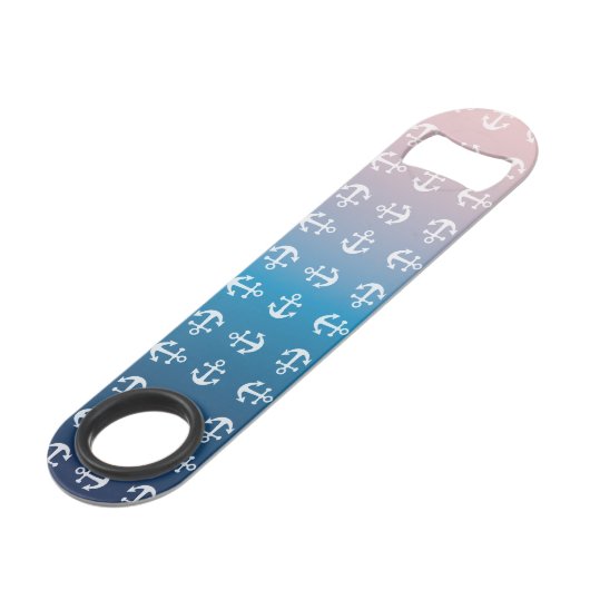 Verloopaqua rood | witte anker speed flessenopener (Voorkant Gekanteld)