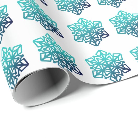 Verloopblauw groen, zeesnowflakes, omslagpapier cadeaupapier (Rol Hoek)