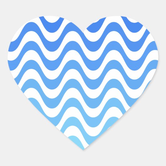 Verloopblauwe golven hart sticker (Voorkant)