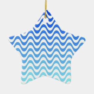 Verloopblauwe golven keramisch ornament